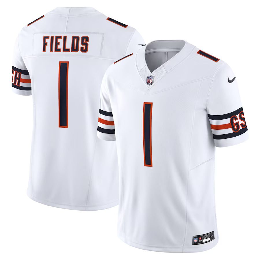 Men Chicago Bears #1 Justin Fields Nike White Vapor F.U.S.E. Limited NFL Jersey->carolina panthers->NFL Jersey